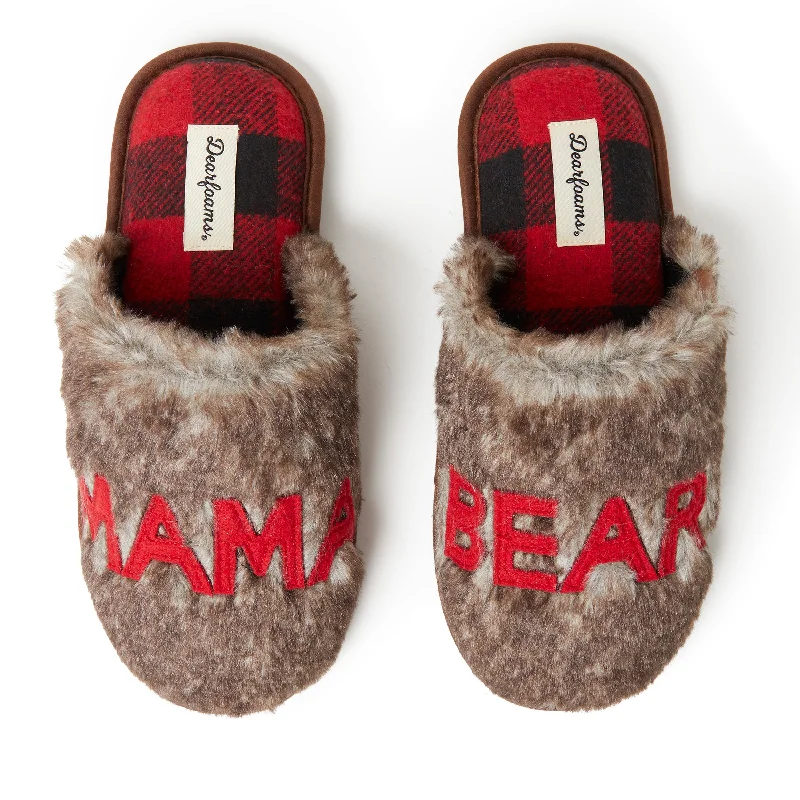 Dearfoams Women's Furry Mama Bear Scuff