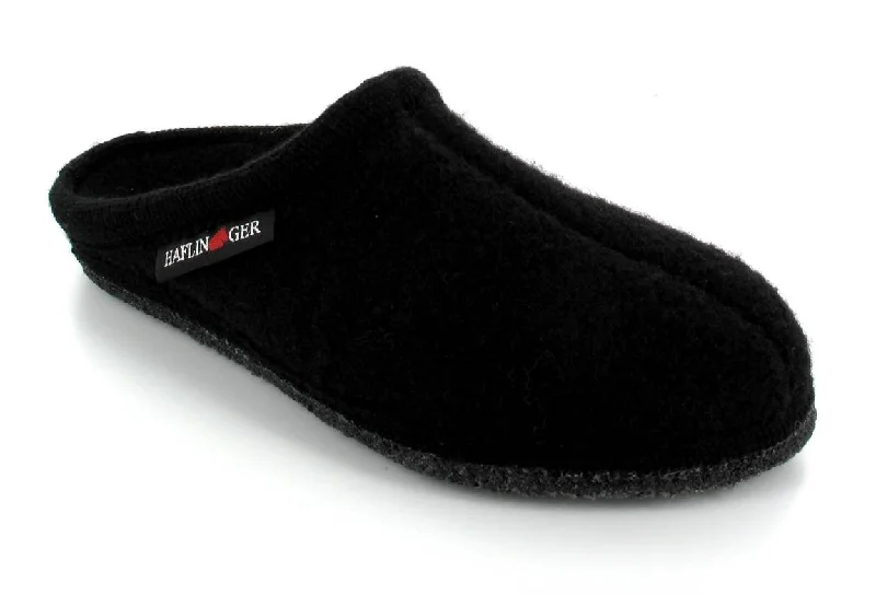 HAFLINGER® Boiled Wool Soft Sole Slipper | Alaska, Black