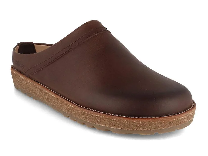 HAFLINGER Men Women Leather Clogs 'Travel Classic', dark brown