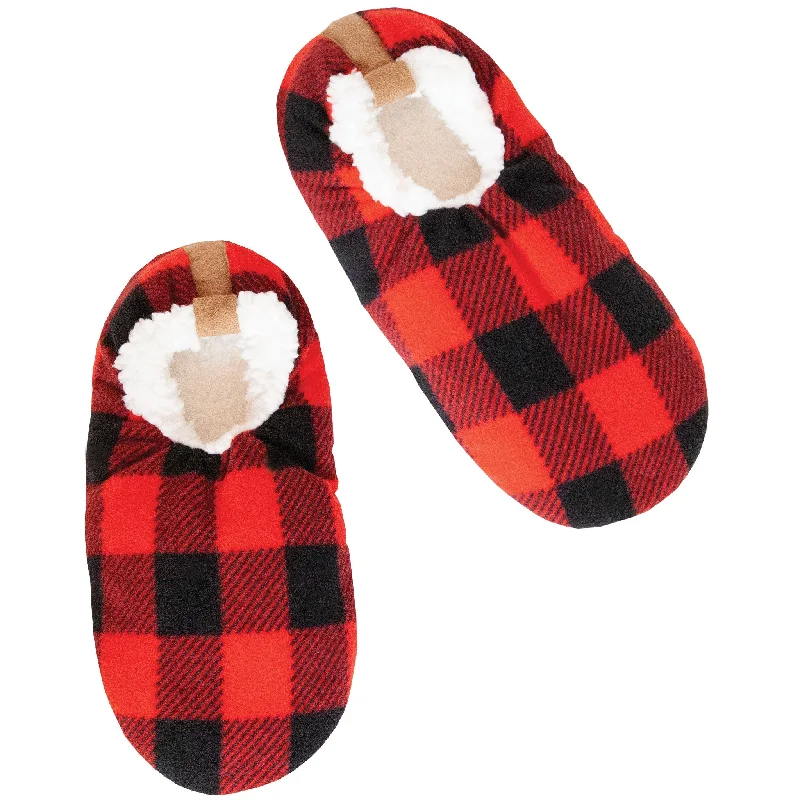 Men's Red Buffalo Check Slipper Socks