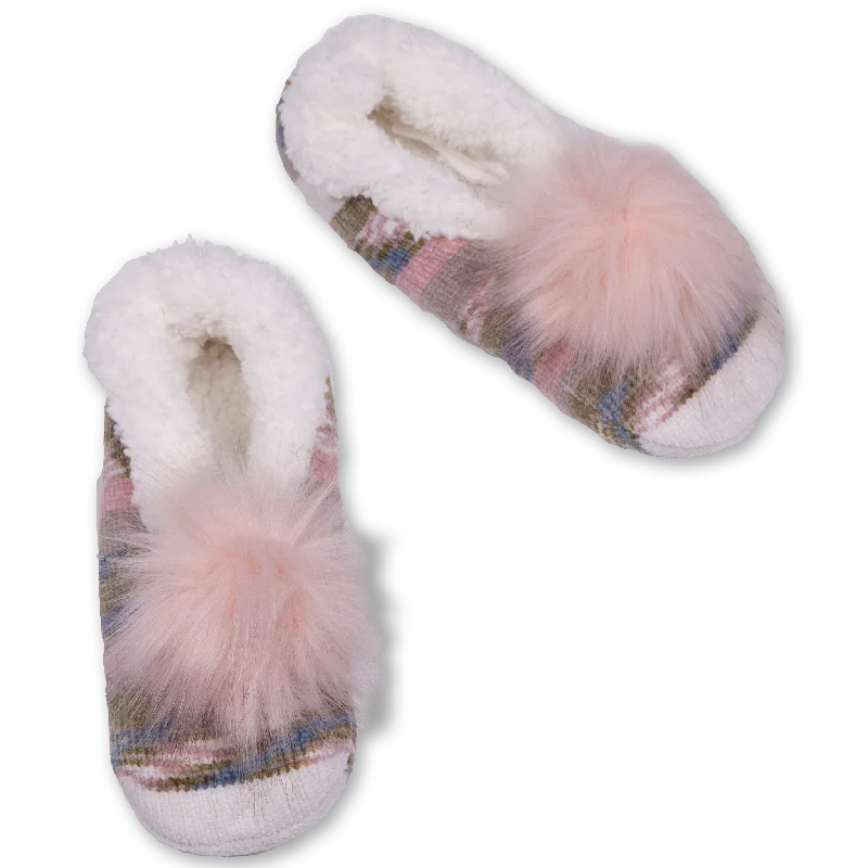 Women's Pom Pom Slipper Sock with Gripper Bottoms