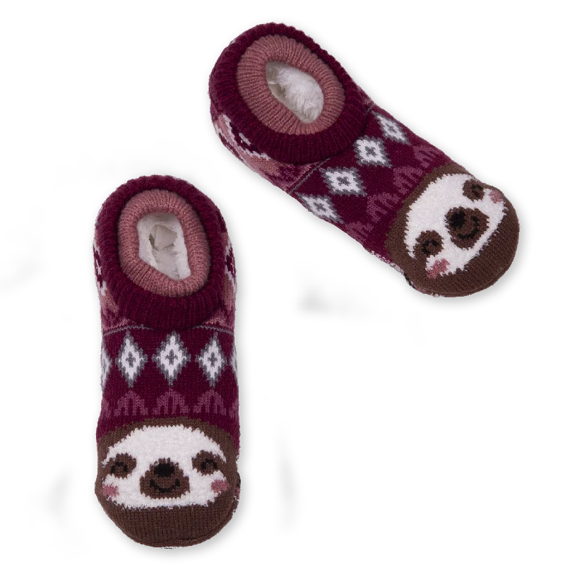 Women's Sloth Double Cuffer Knit Slipper Sock