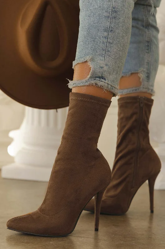 Guilt Trip Heel Ankle Boots - Taupe