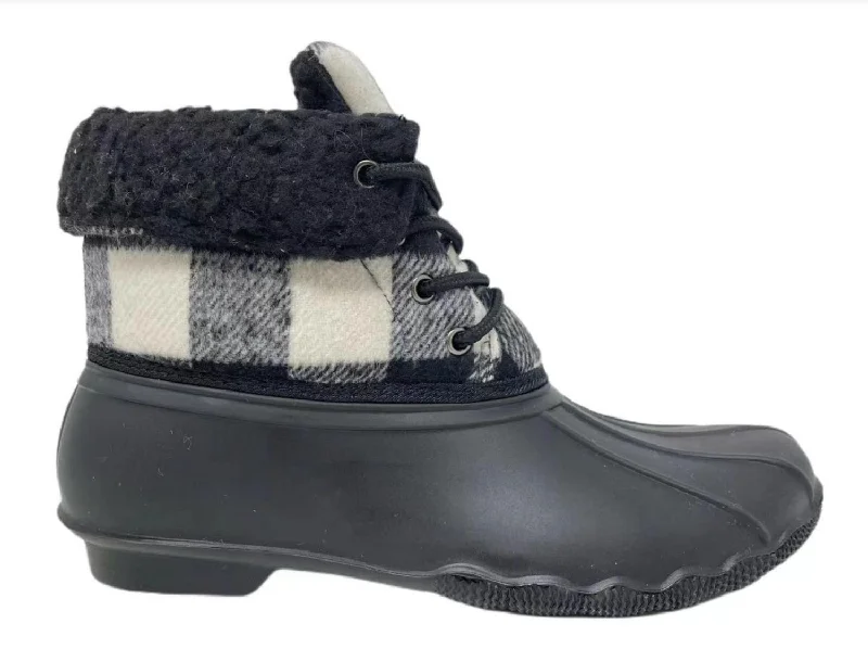 Slush Plaid Boots In Black & White