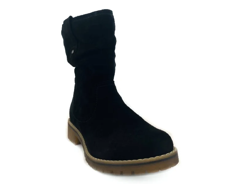 Women's Texas Waterproof Suede Lug Sole Boot In Black Suede