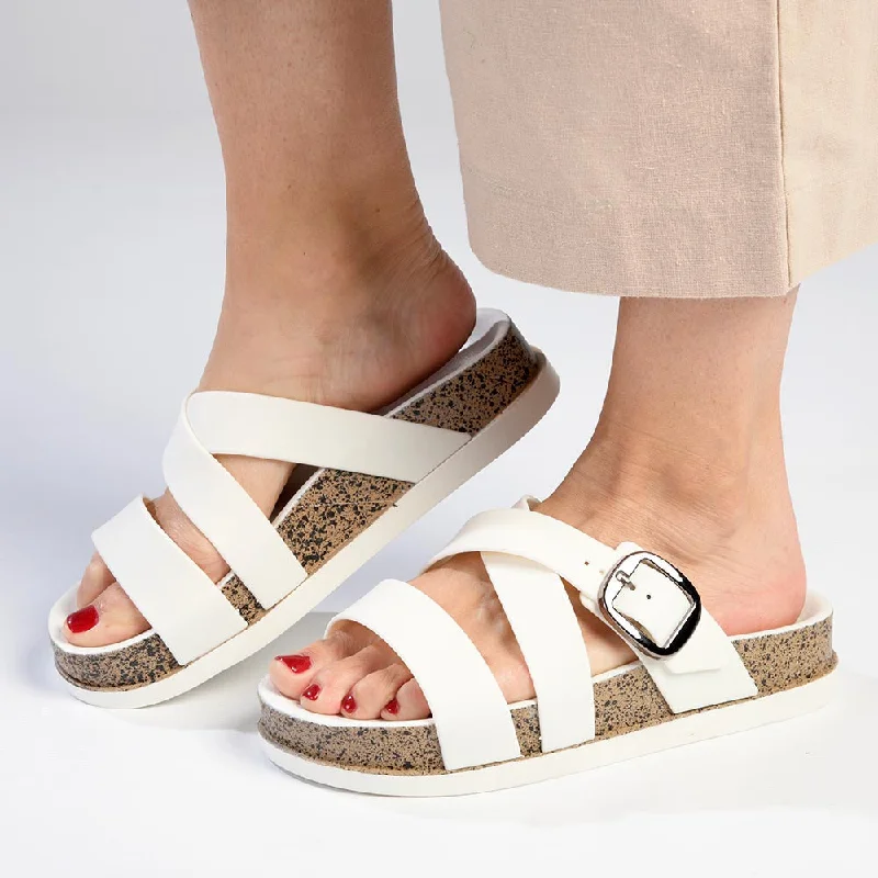 Alessio Cross Strap Sandal - White