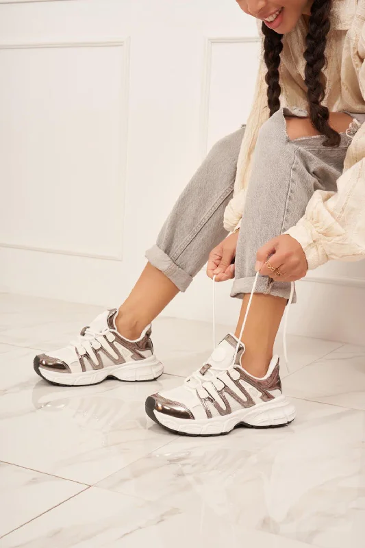 PEWTER LACE UP SNEAKERS TRAINERS